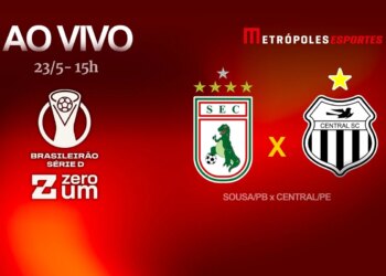 Série D ZeroUm: Metrópoles transmite Sousa-PB x Central-PE ao vivo. Siga no YouTube
